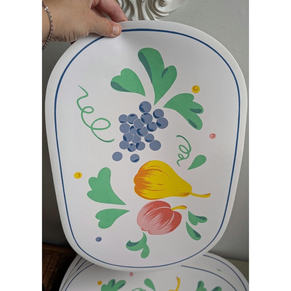 Set of 4 Vintage Fruit Placemats Retro Pear Apple Grape Kitchen Decor